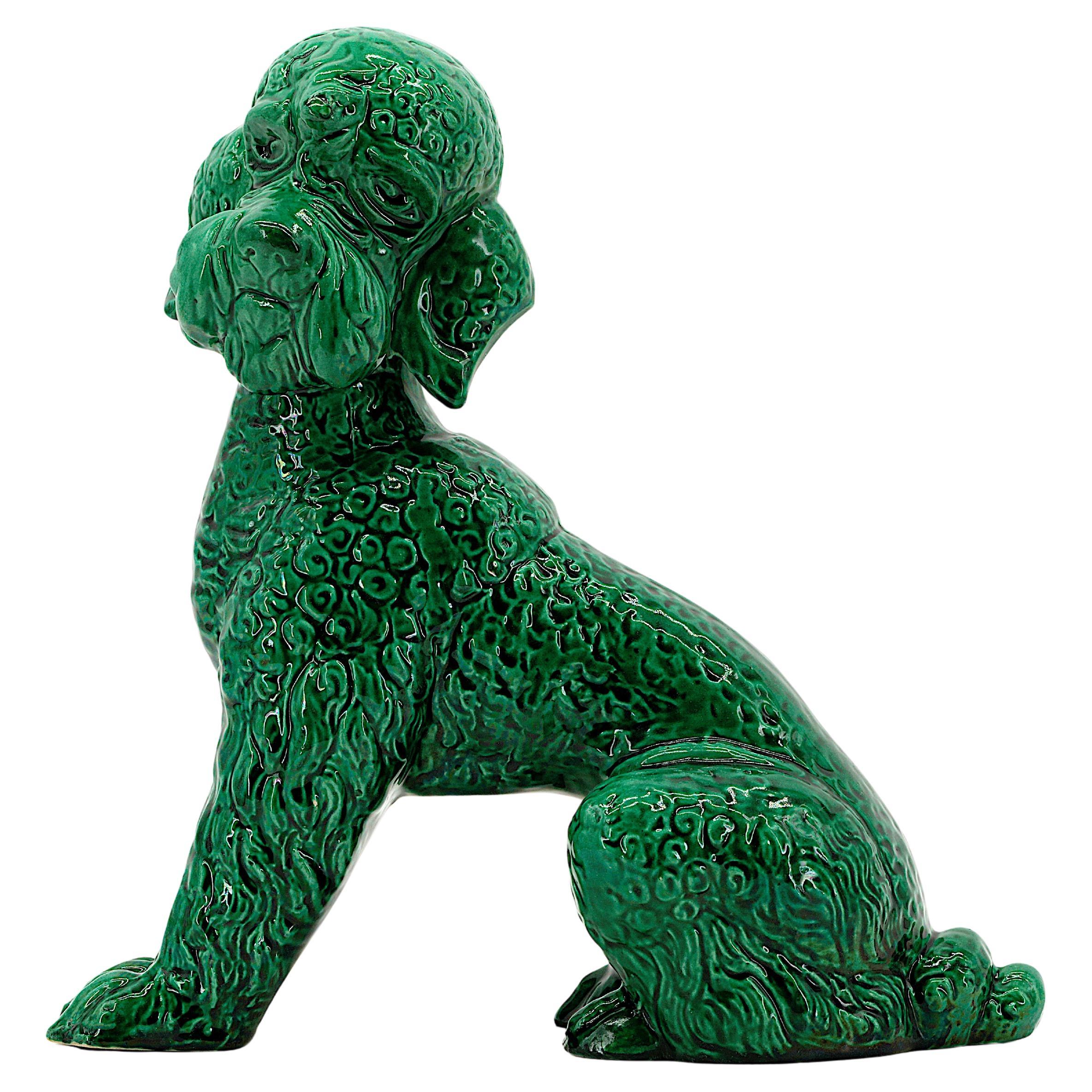 SANTIAGO RODRIGUEZ BONOME French Art Deco Ceramic Poodle Sculpture 1920 For Sale