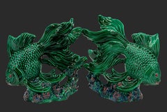 Santiago Rodriguez Bonome French Deco Ceramic Fish Sculpture 1920