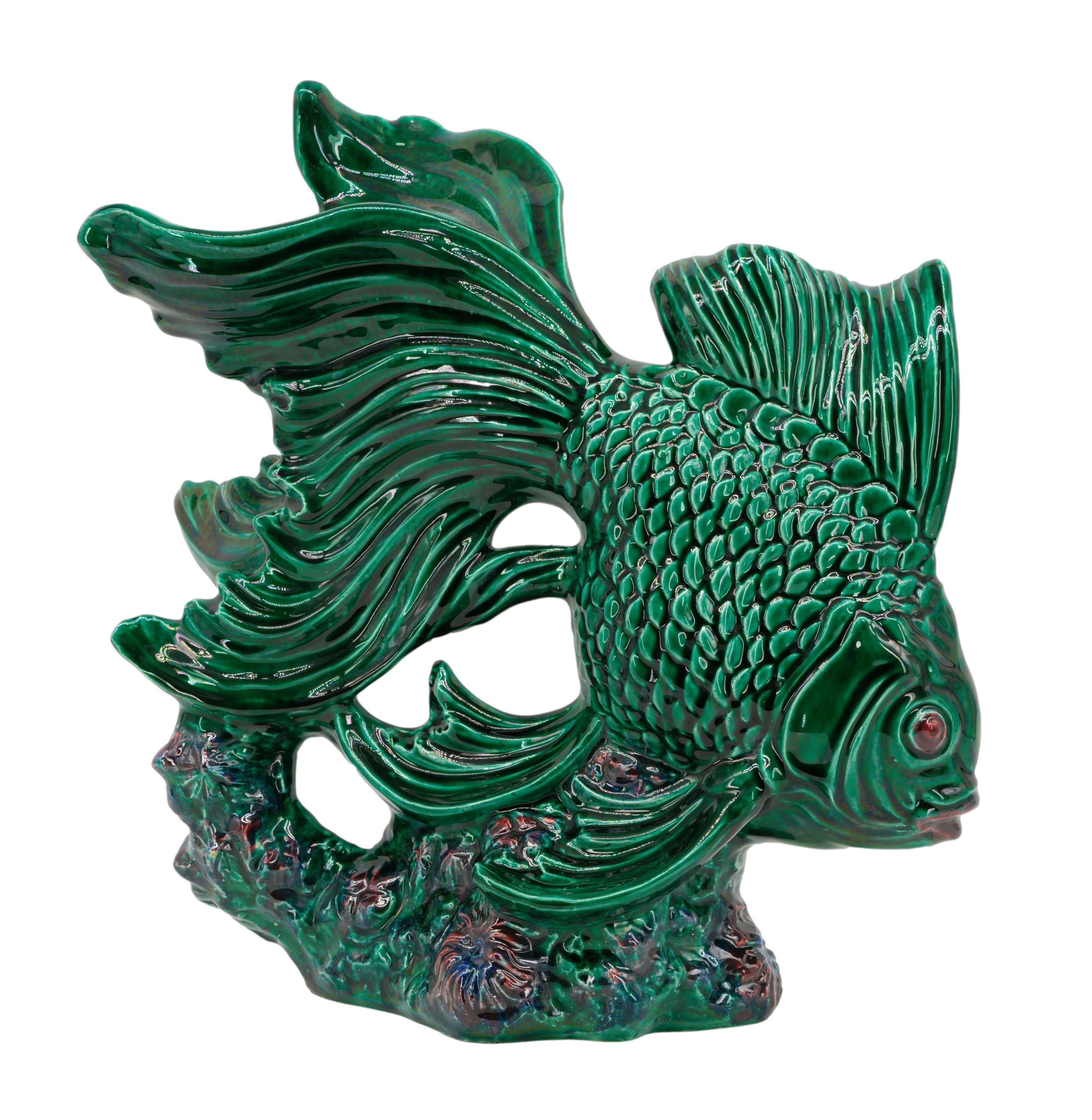 Santiago Rodriguez Bonome Escultura de pez en cerámica francesa deco, 1920 Art Decó en venta