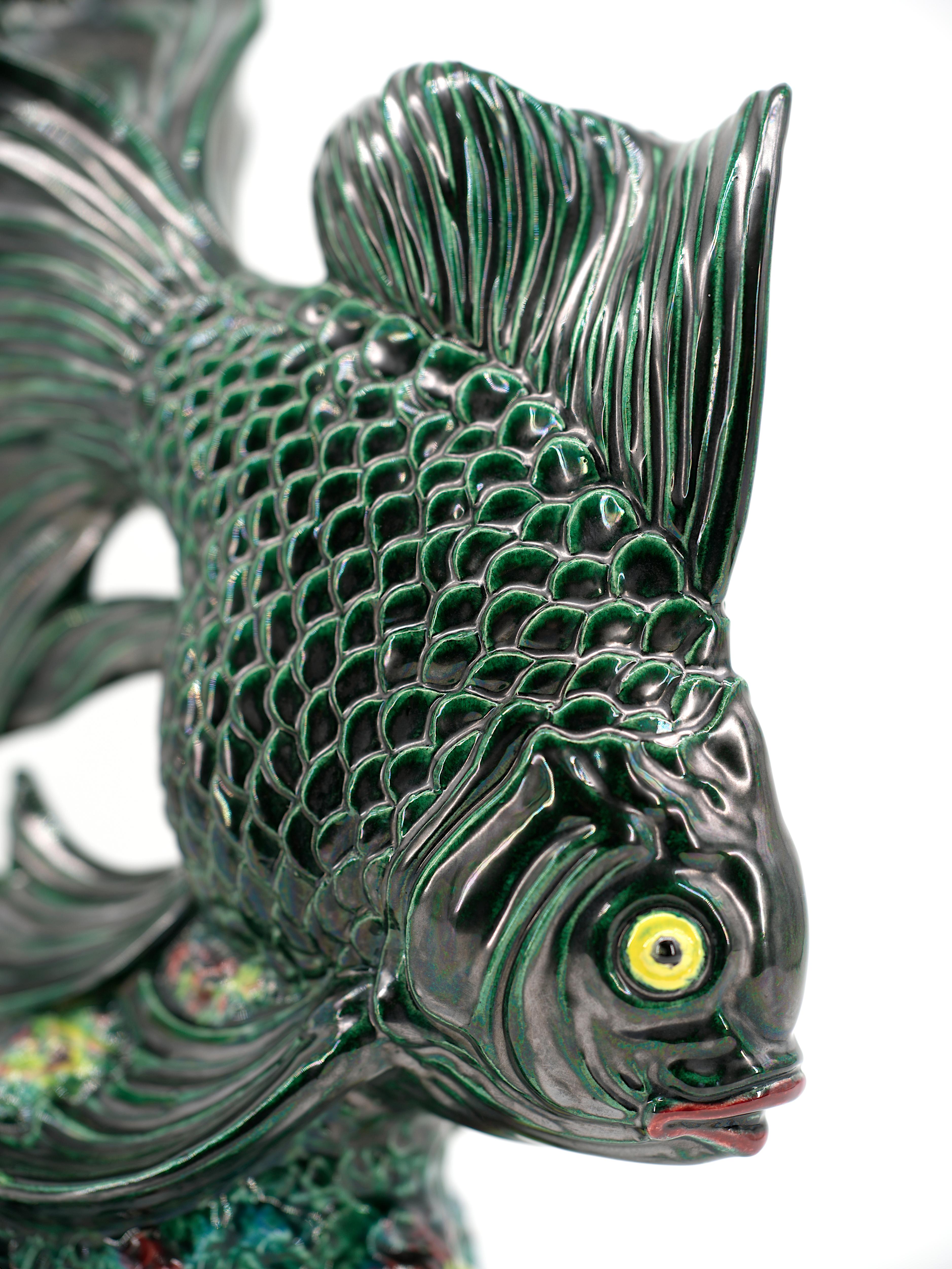 French Santiago Rodriguez Bonome Ceramic Fish Sculpture, 1920 For Sale