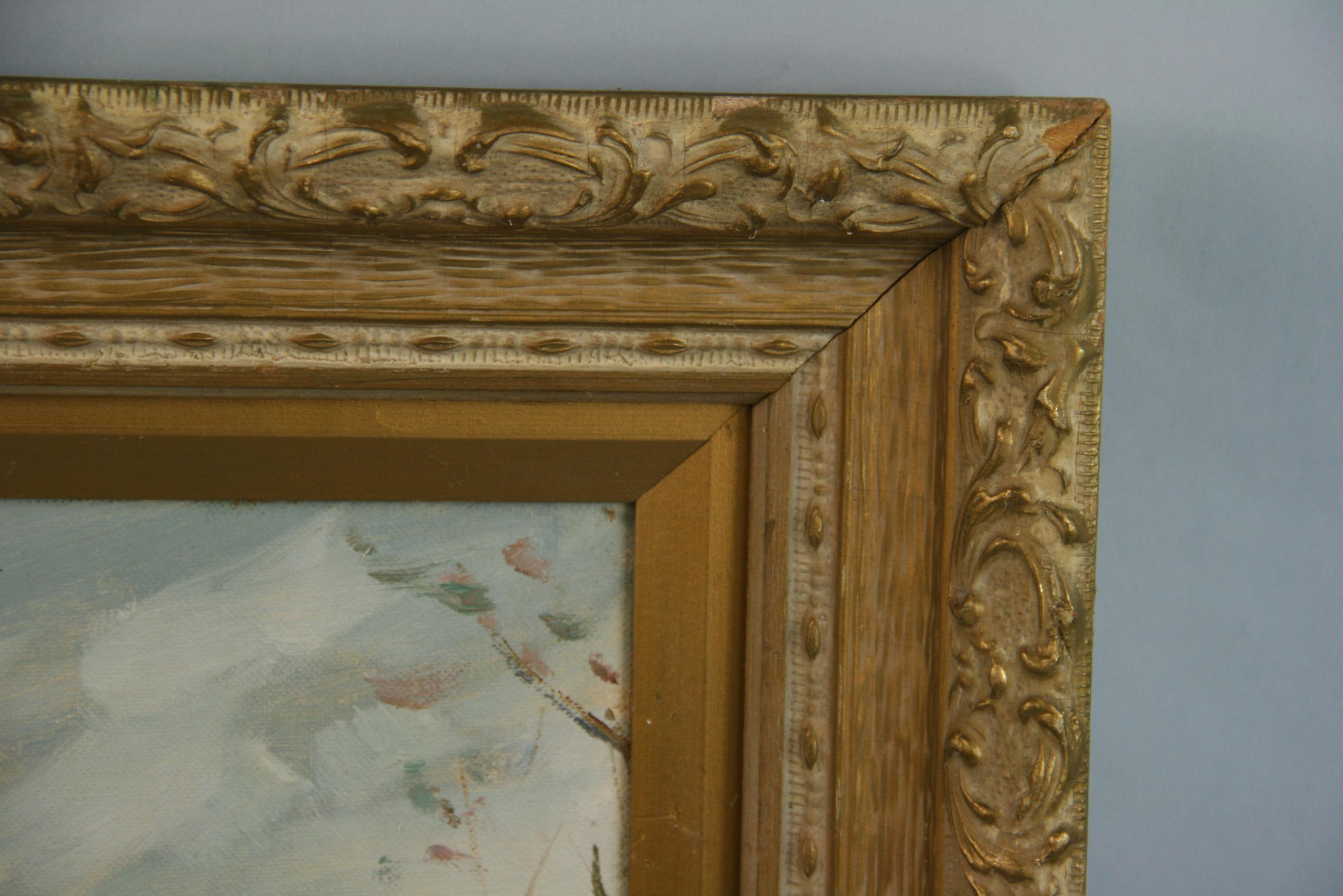 Antique French Oil Painting  Book Sellers with Notre Dame in the Background For Sale 4