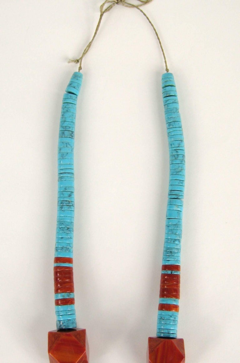 Santo Domingo Necklace Turquoise and Spiny Oyster Heishi Jacla Old Pawn