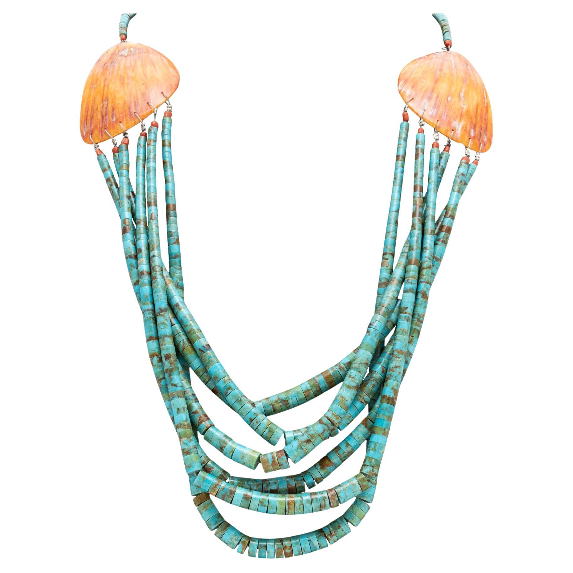 Santo Domingo Spiny Oyster Shell Beaded Necklace For Sale