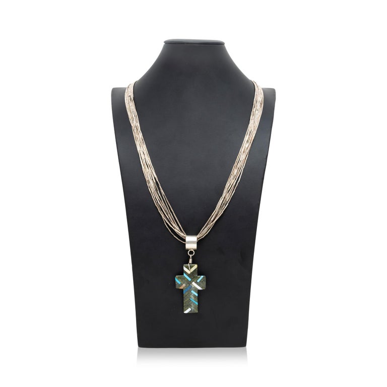 Collier Pendentif Argent Sterling Et Turquoise - Style Saint-Domingue - Occasion