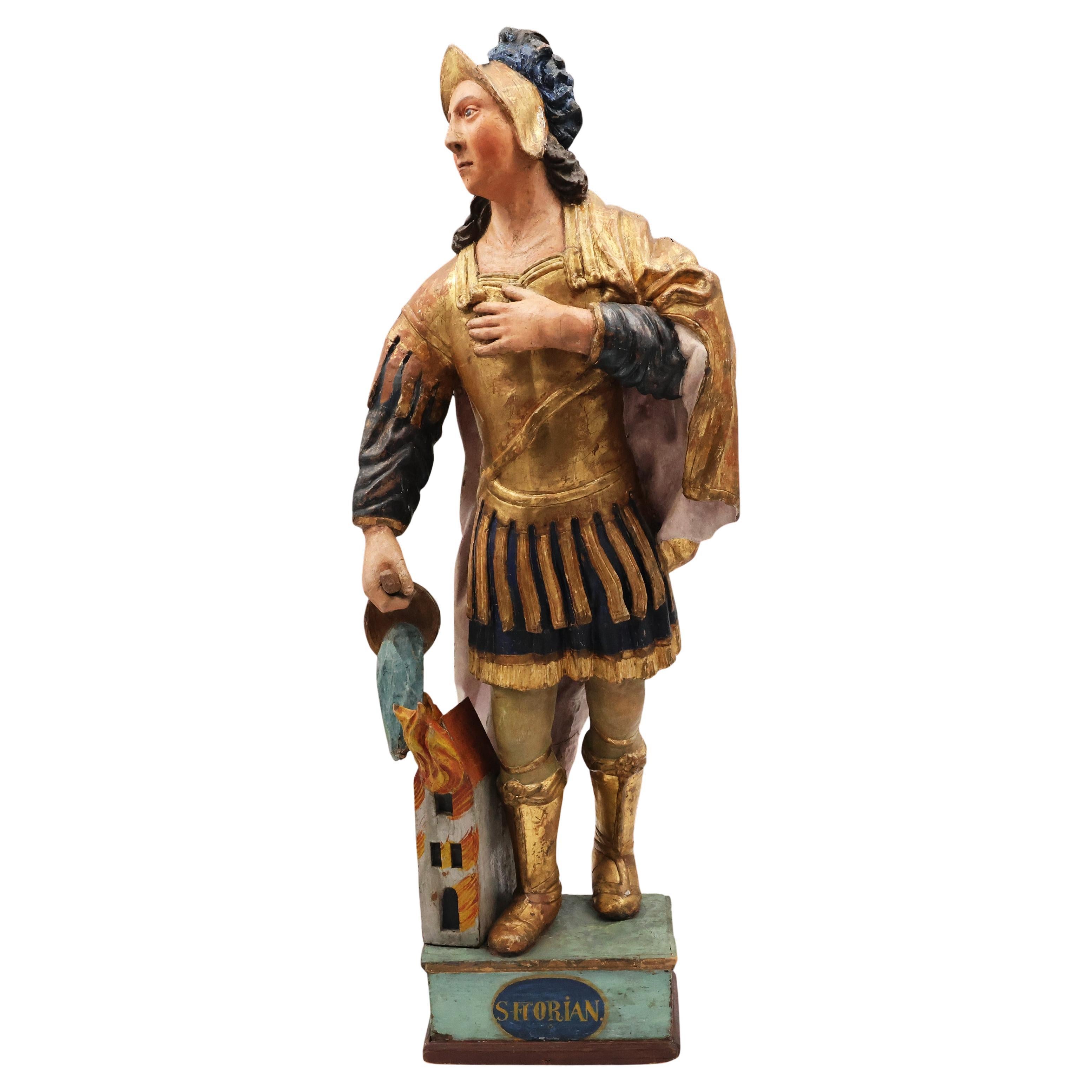Saint Florian, polychrome poplar wood, Central Europe, 18th century