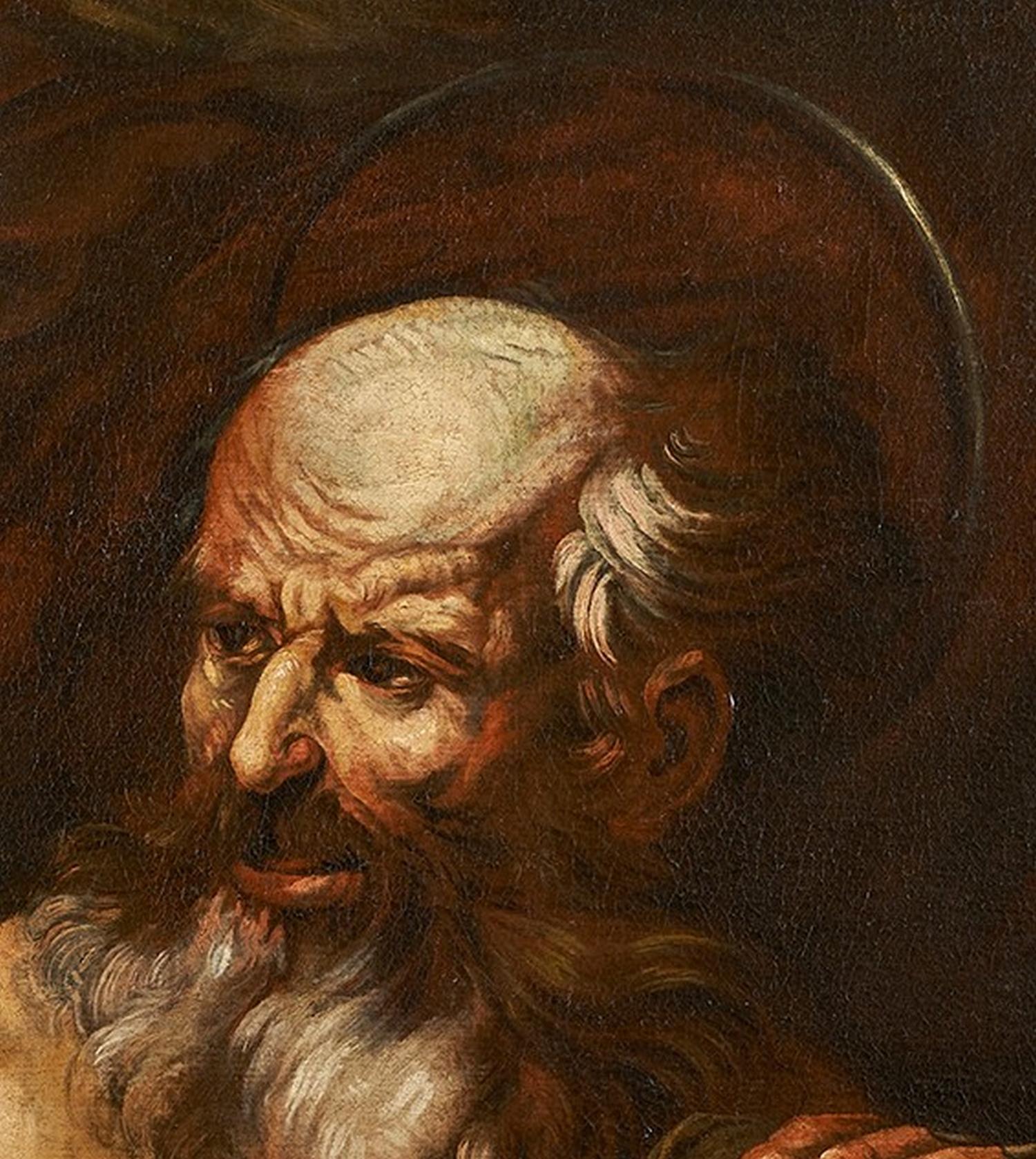 Italian Santo Fracanzano 17th Century Oil on Canvas Saint Jerome Painting For Sale