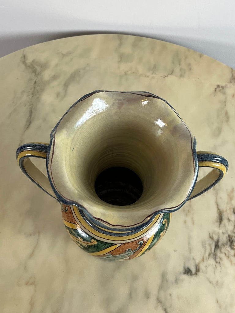 Portatovaglioli Quadrato In Ceramica Siciliana Dipinto A Mano – Fiore Rosso, Santo Stefano Di Camastra, Cm 19x8