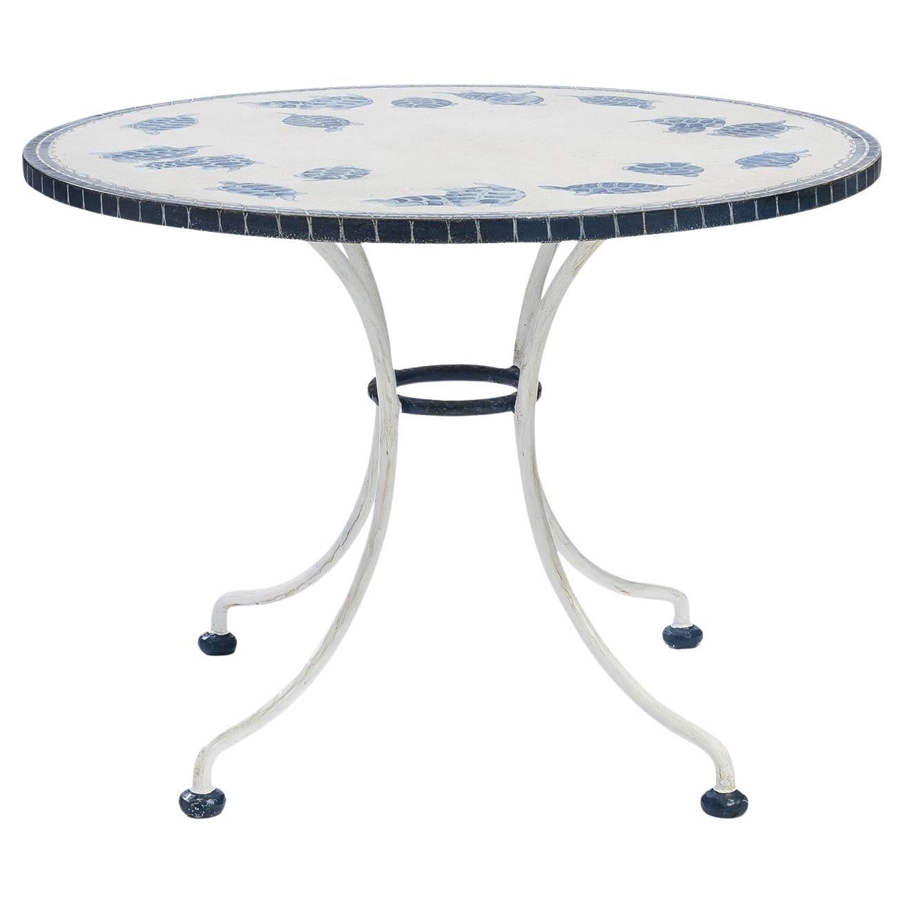 Santo Stefano White and Blue Turtles Side Table For Sale