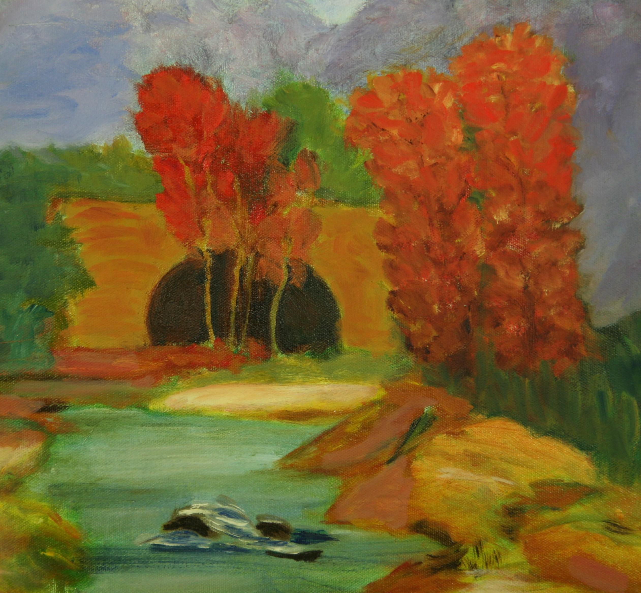 3898 Impressionist oil on canvas set in a hand carved gilt wood frame