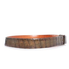 Santoni, Alligator leather belt in olive green