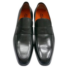 Santoni, mocassini in pelle nera