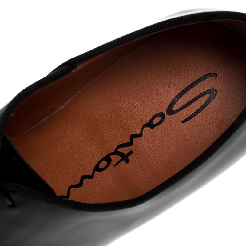 Men's Santoni Black Patent Leather Lace Up Oxfords Size 39
