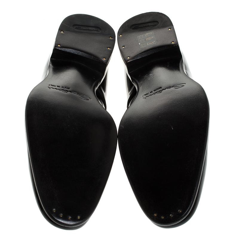 Men's Santoni Black Patent Leather Lace Up Oxfords Size 41