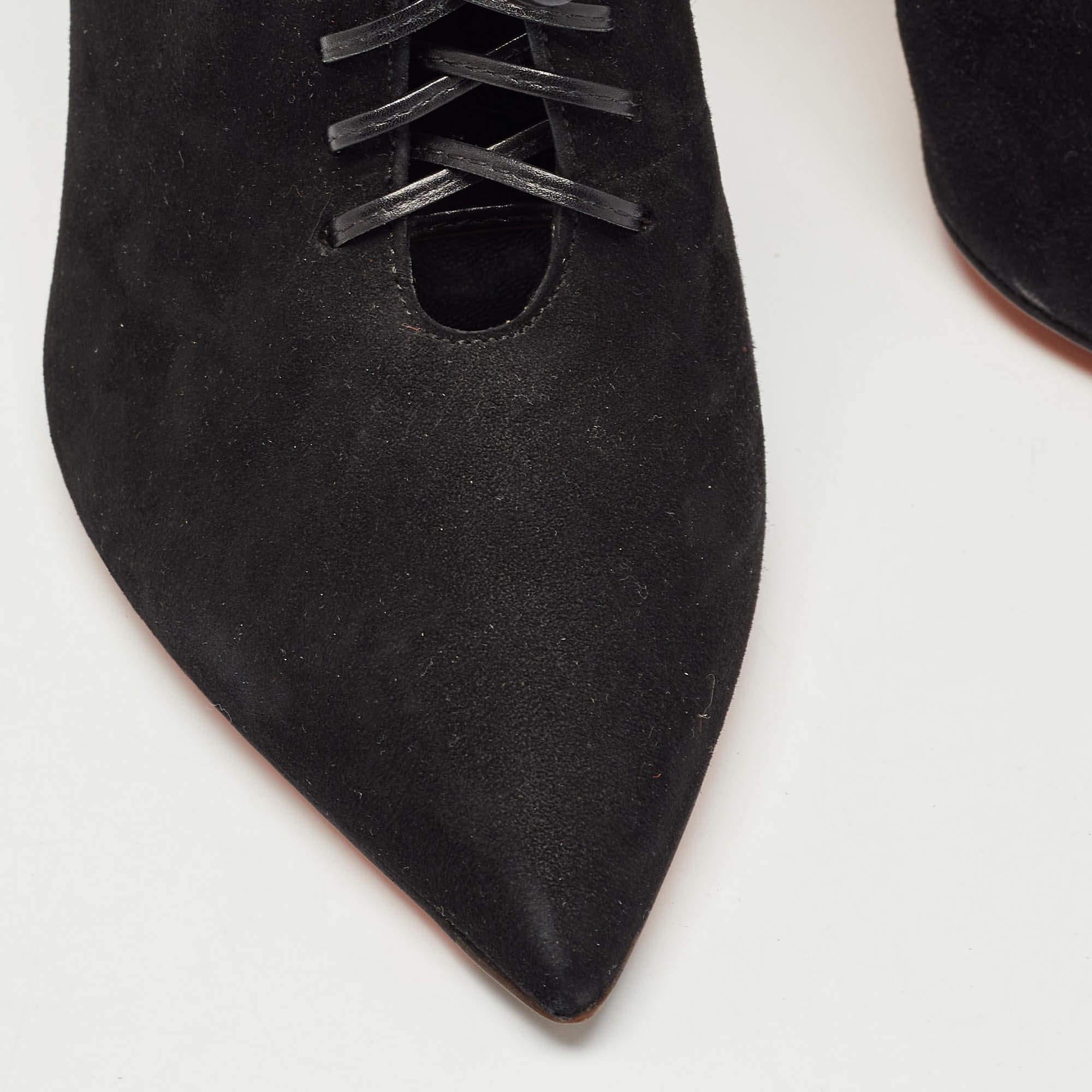 Santoni Black Suede Lace Up Ankle Boots Size 39.5 en vente 2