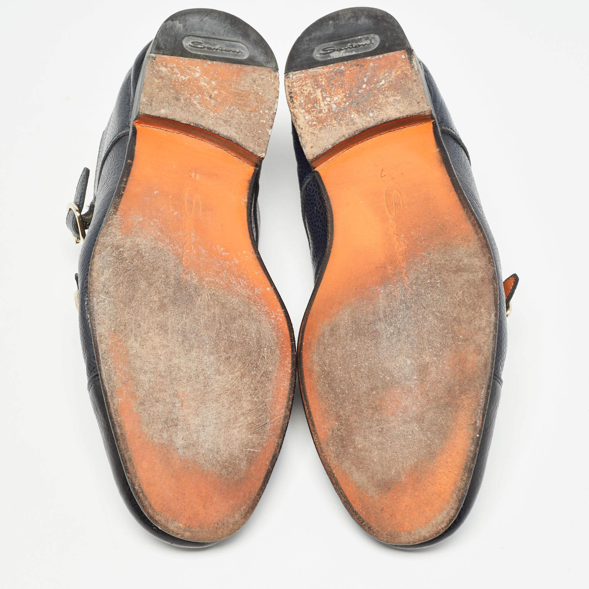 Santoni in pelle blu con doppia fibbia e cinturino alla caviglia, taglia 41 in vendita 1