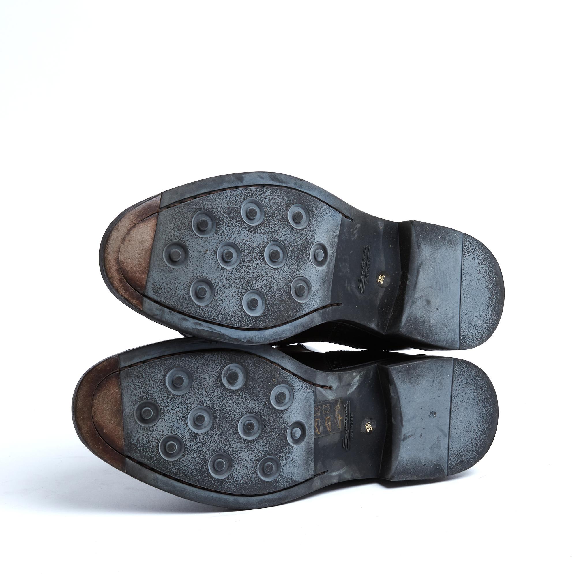 Santoni Bottines Chelsea Noir EU38.5 Schwarz Leder Ankle Stiefel UK5.5 US8 1