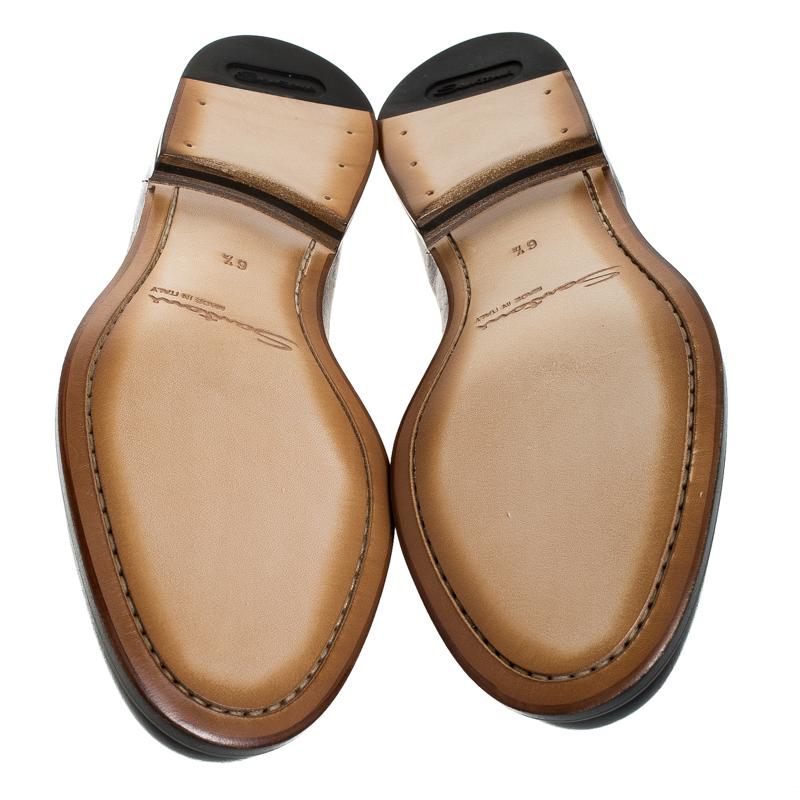 Santoni Brown Leather Tassel Detail Slip On Loafers Size 40.5 2