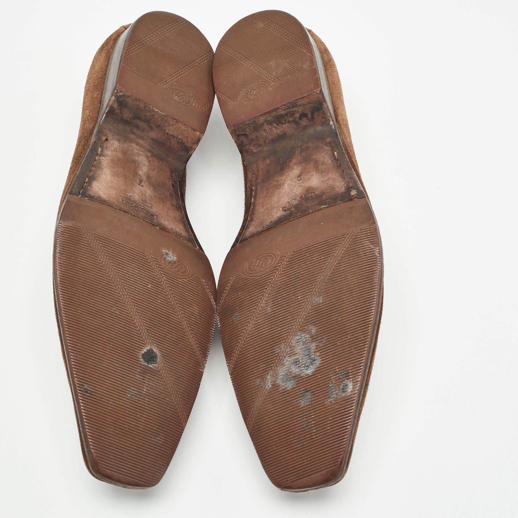 Santoni Brown Suede Slip On Loafers Size 41 For Sale 2