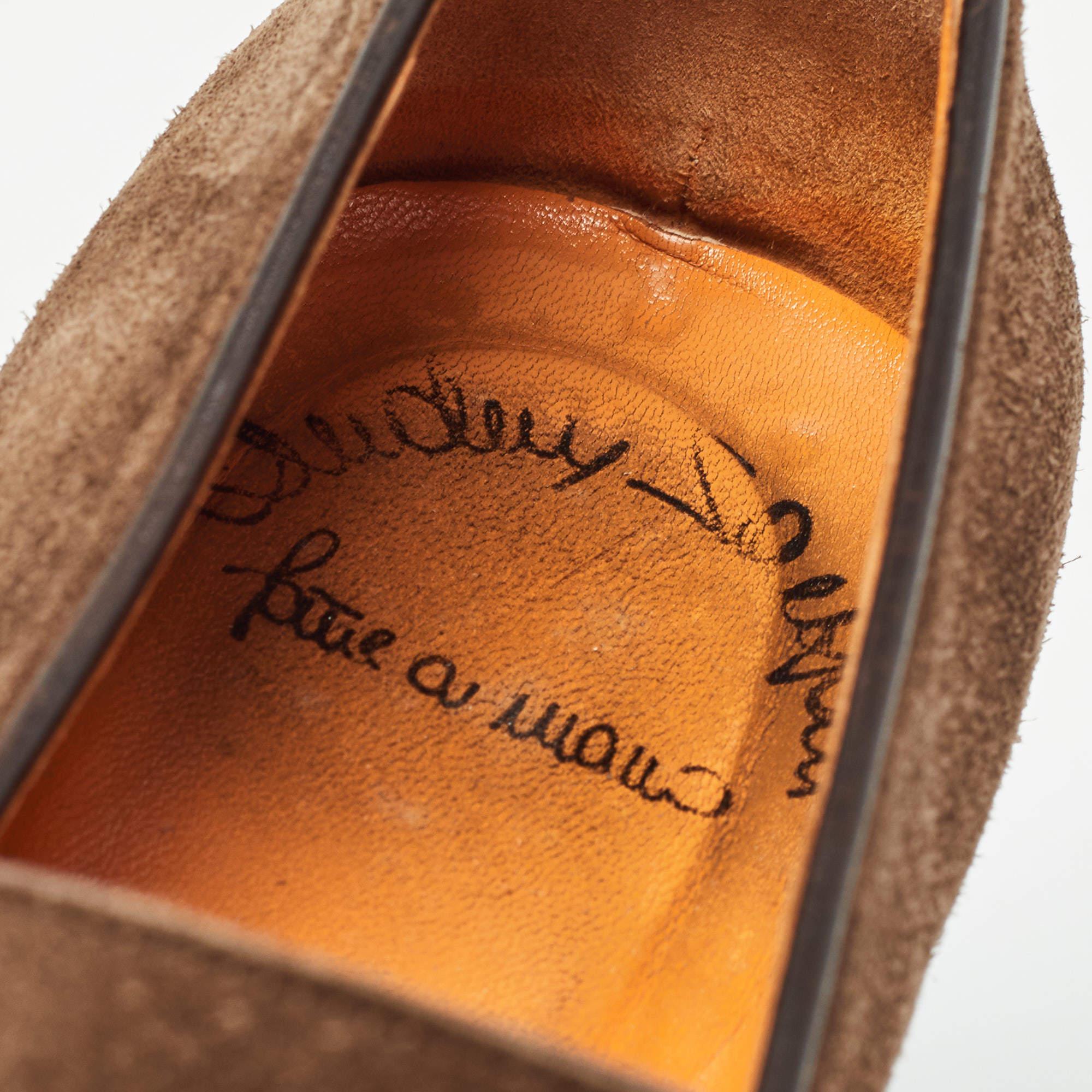 Santoni Brown Suede Slip On Loafers Size 41 For Sale 3