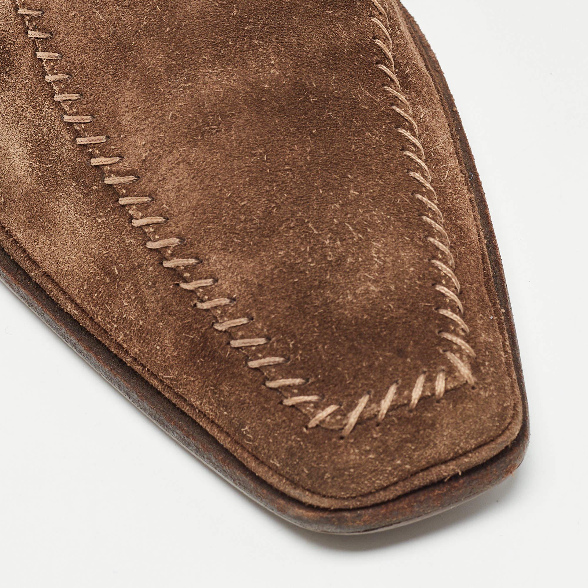 Santoni Brown Suede Slip On Loafers Size 41 For Sale 4
