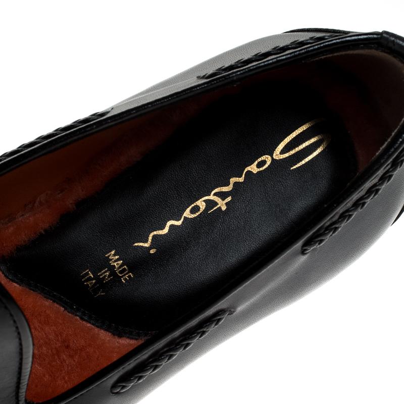 Men's Santoni Grey Leather Tassel Detail Slip On Loafers Size 40