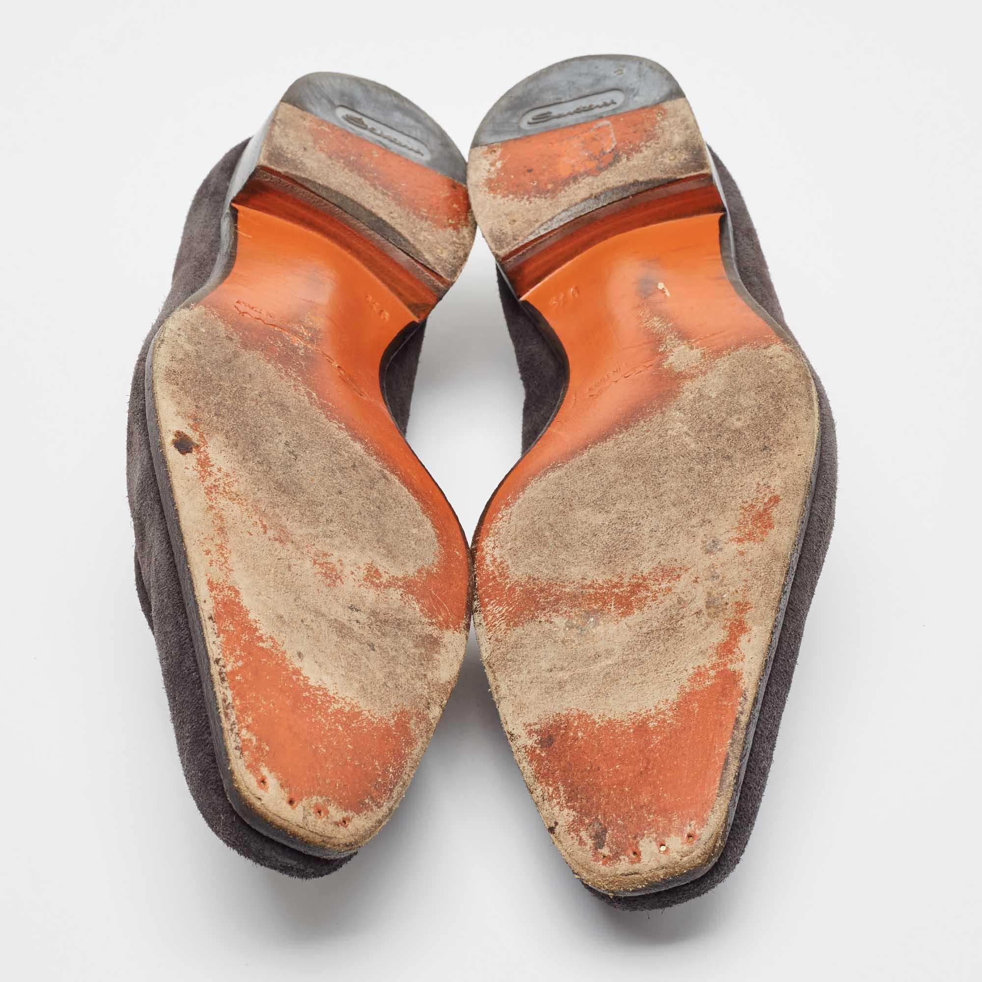 Santoni, mocassini in pelle scamosciata grigia, misura 43,5 in vendita 1