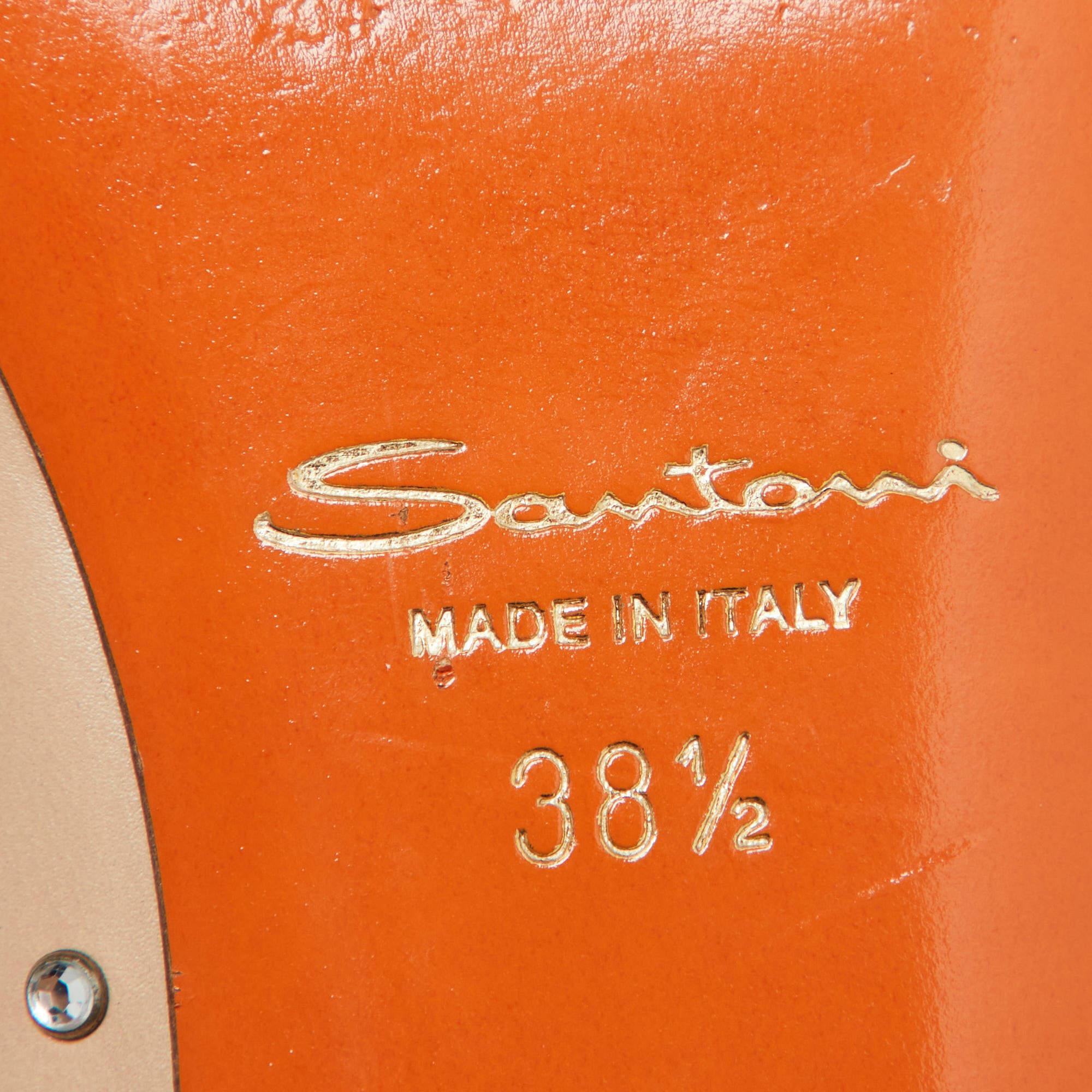 Santoni in pelle impreziosita da cristalli con fibbia sulla punta delle ballerine misura 38,5 in vendita 3