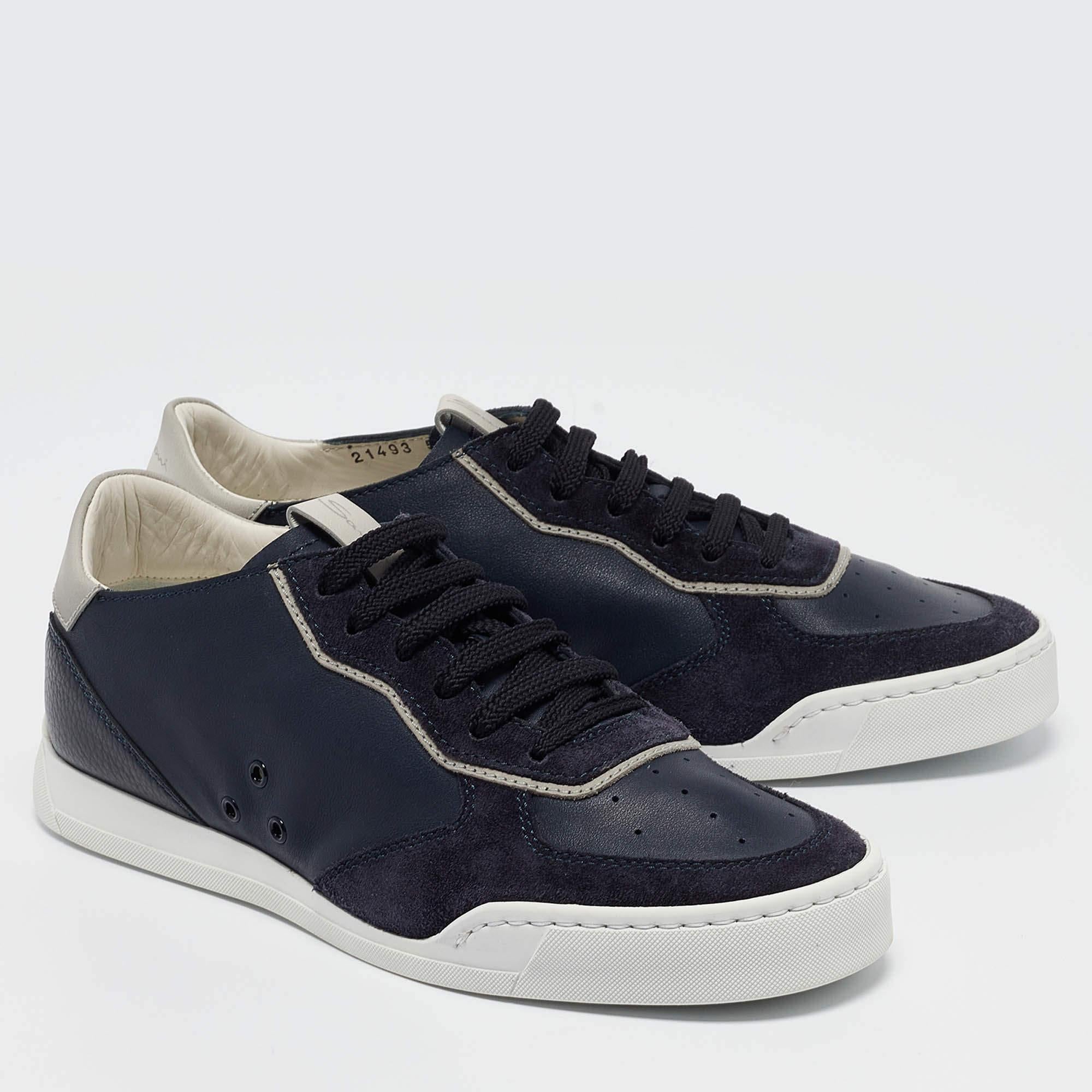 Zapatillas con cordones de ante y piel azul marino Santoni Talla 39 en Excelente estado para la venta en Dubai, Al Qouz 2