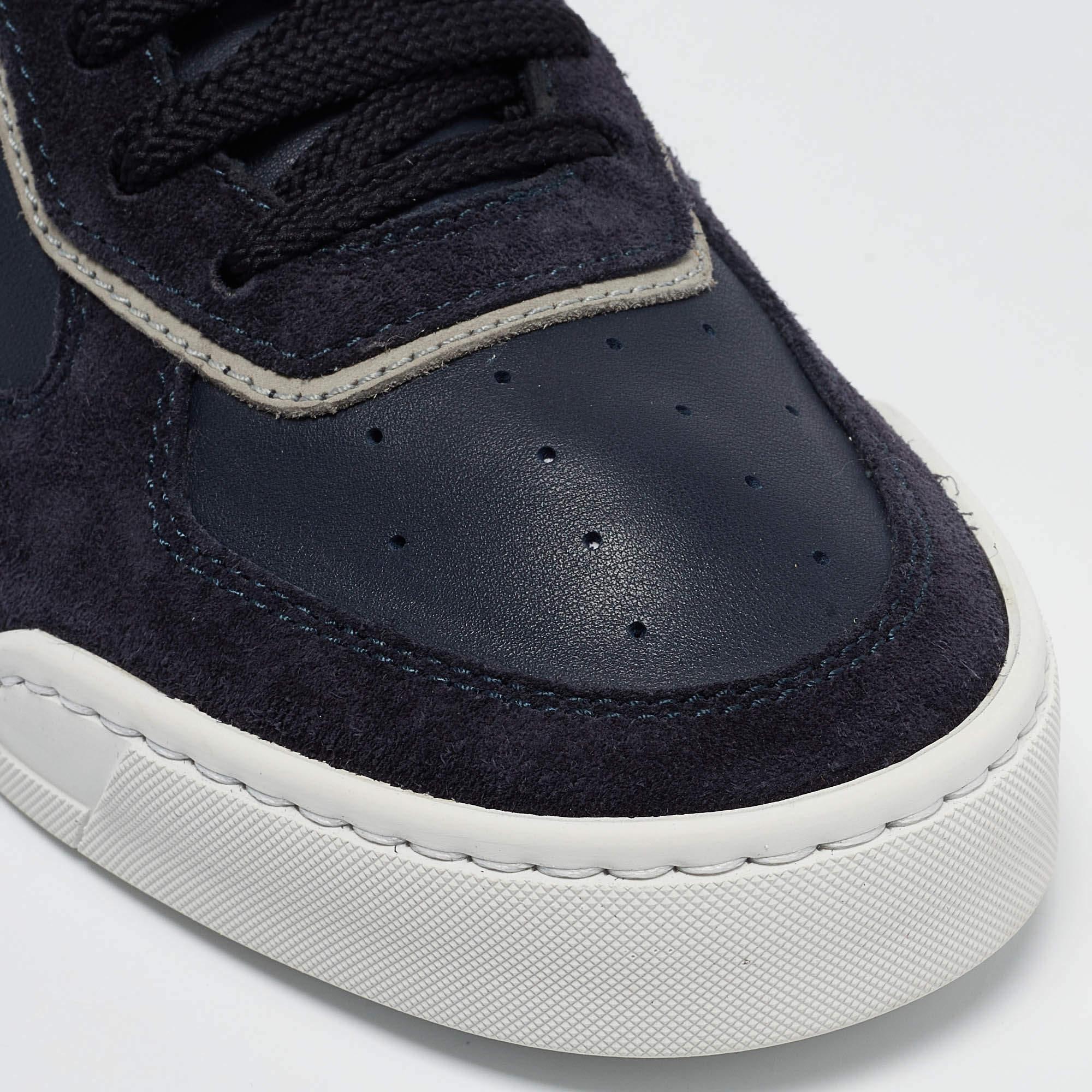 Zapatillas con cordones de ante y piel azul marino Santoni Talla 39 en venta 2