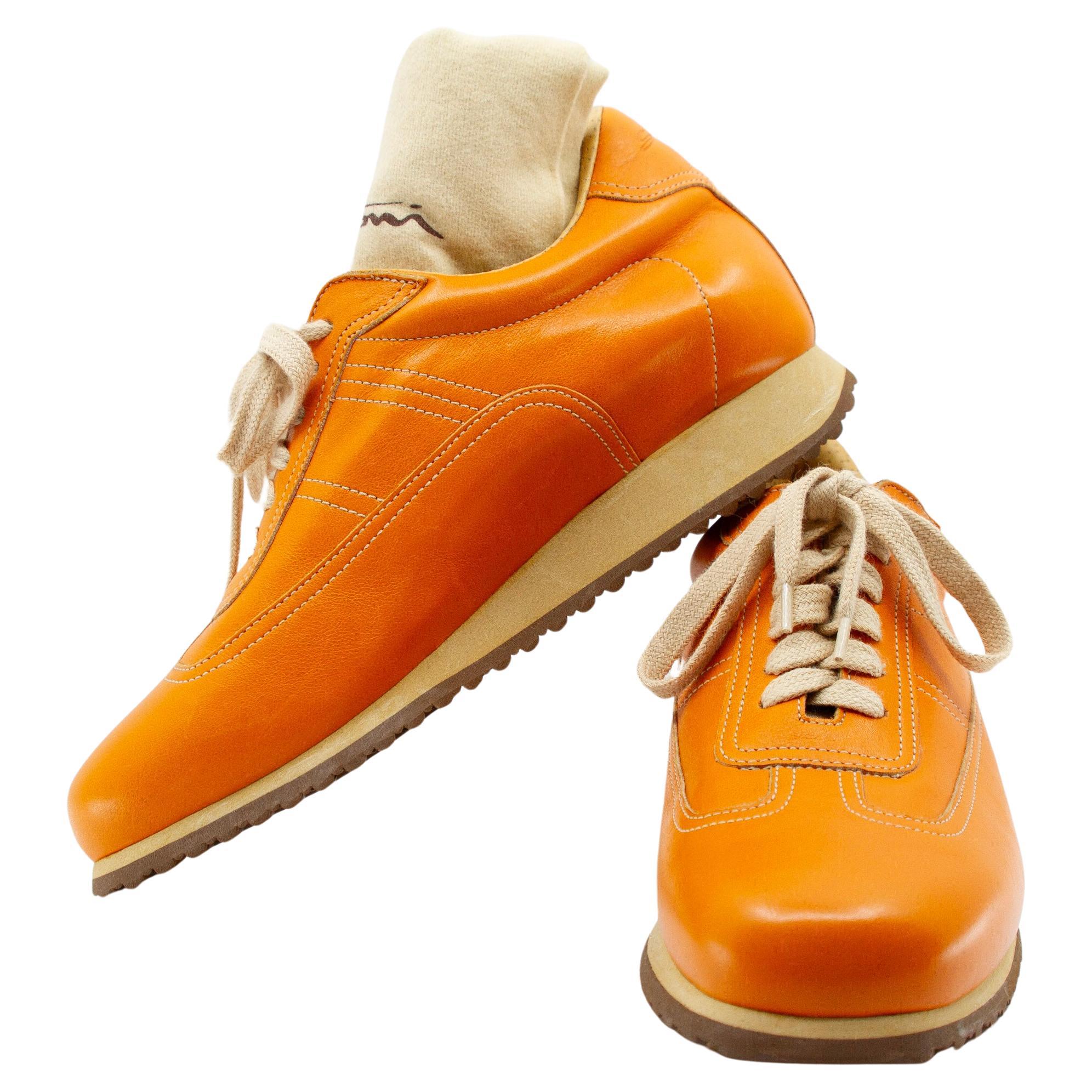 Santoni orange sneakers  For Sale