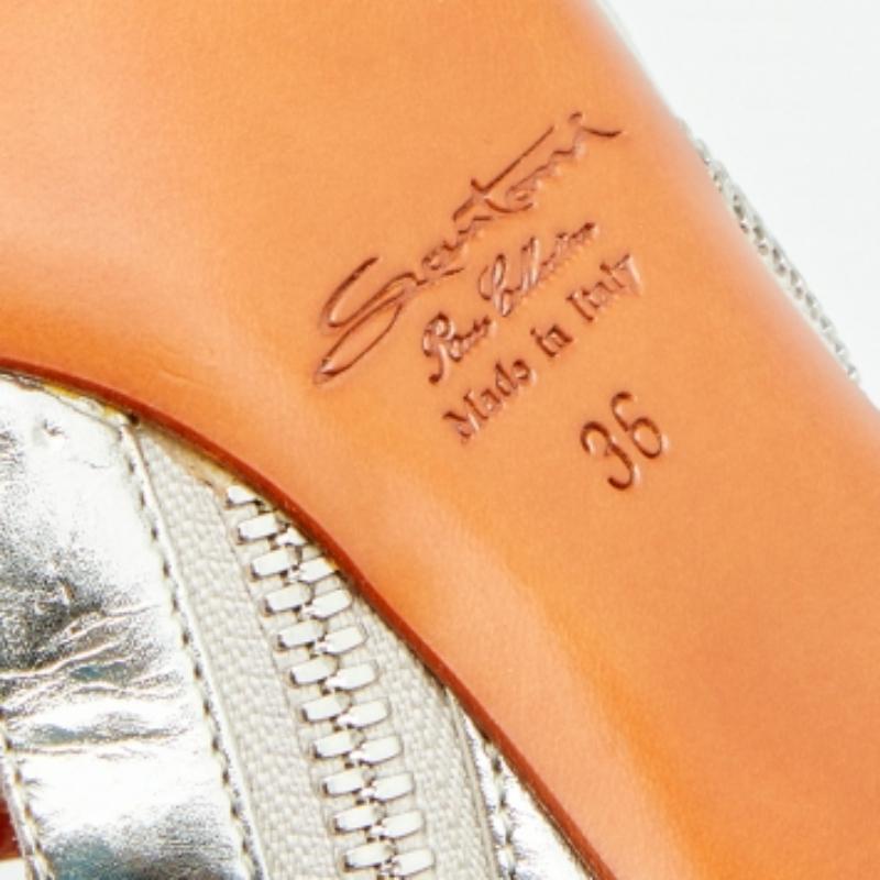 De las mujeres Santoni Sandalias enjauladas de piel plateada tamaño 36 en venta