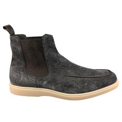 Santoni taglia 11 Stivali in pelle scamosciata grigio testurizzato