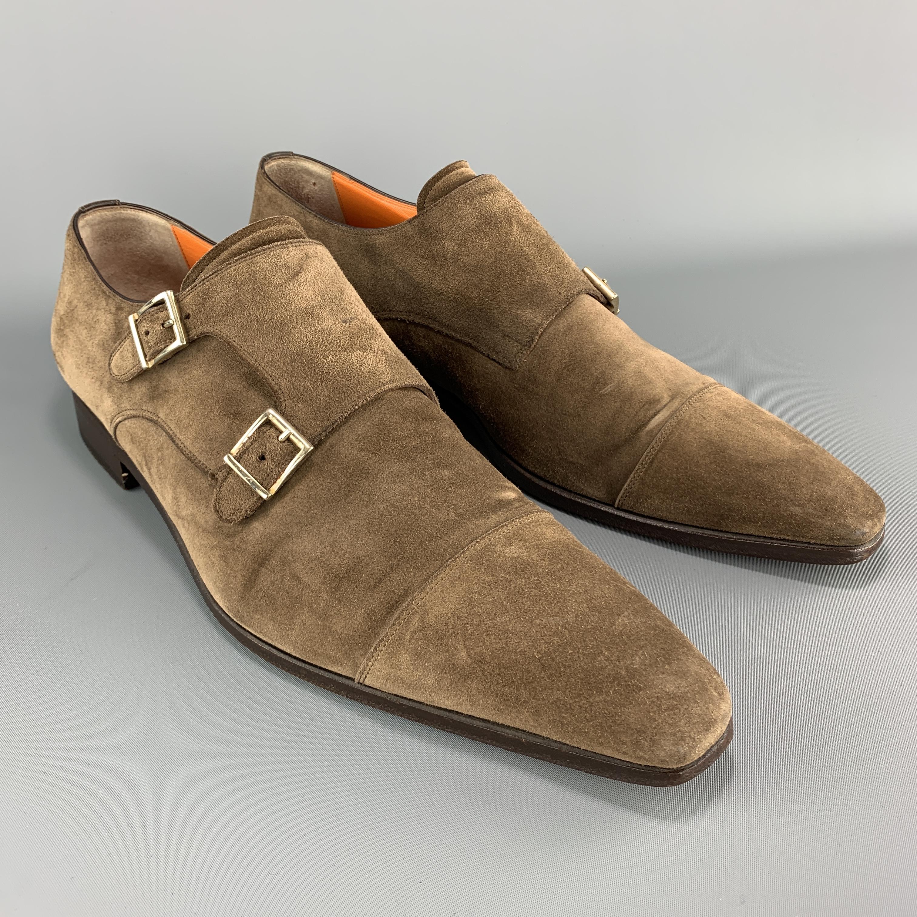 santoni double monk suede