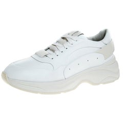 Santoni White Leather Low Top Sneakers Size 40