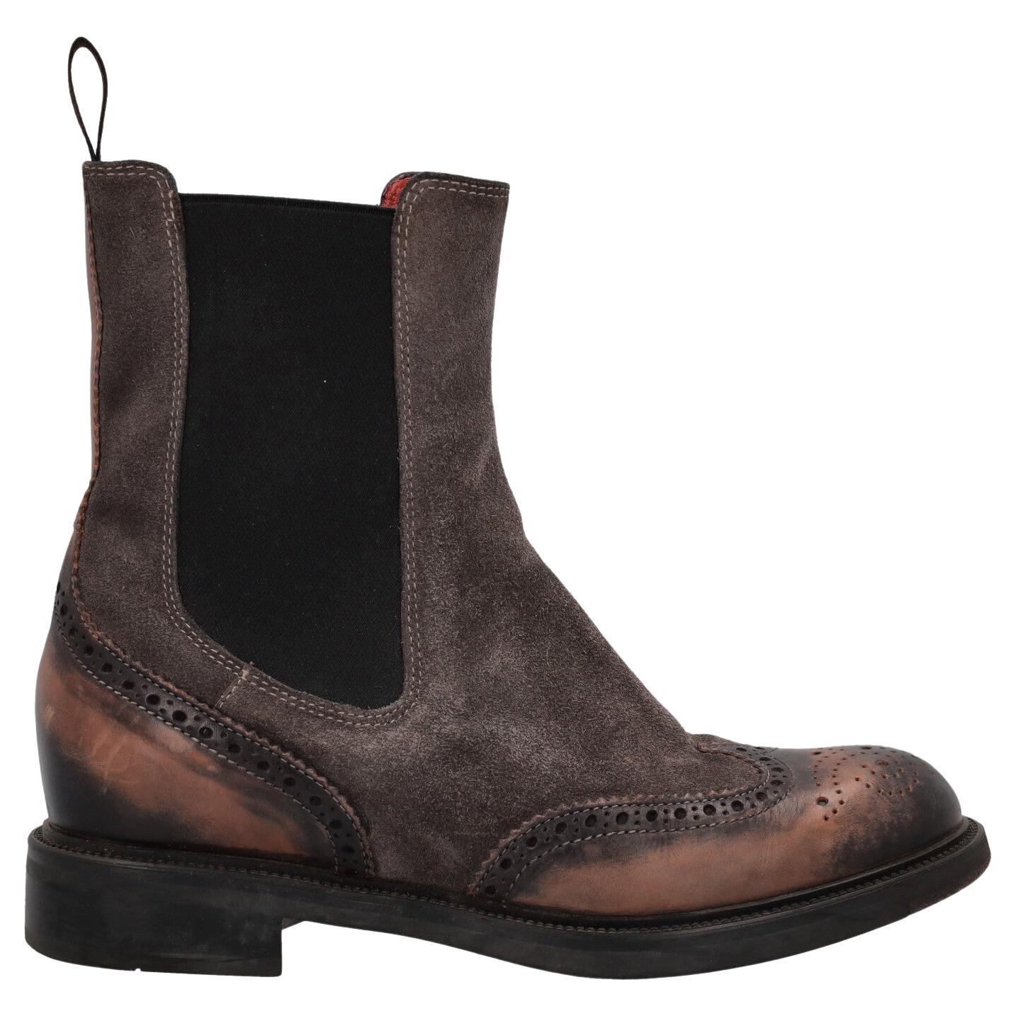 Santoni Women Ankle boots Brown Leather EU 37.5 For Sale
