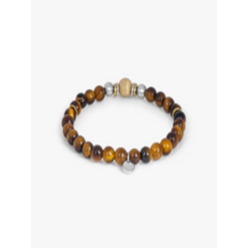 Santorini Bracelet in Tiger Eye and Gold Plated Sterling Silver, Size S In New Condition In Fulham business exchange, London