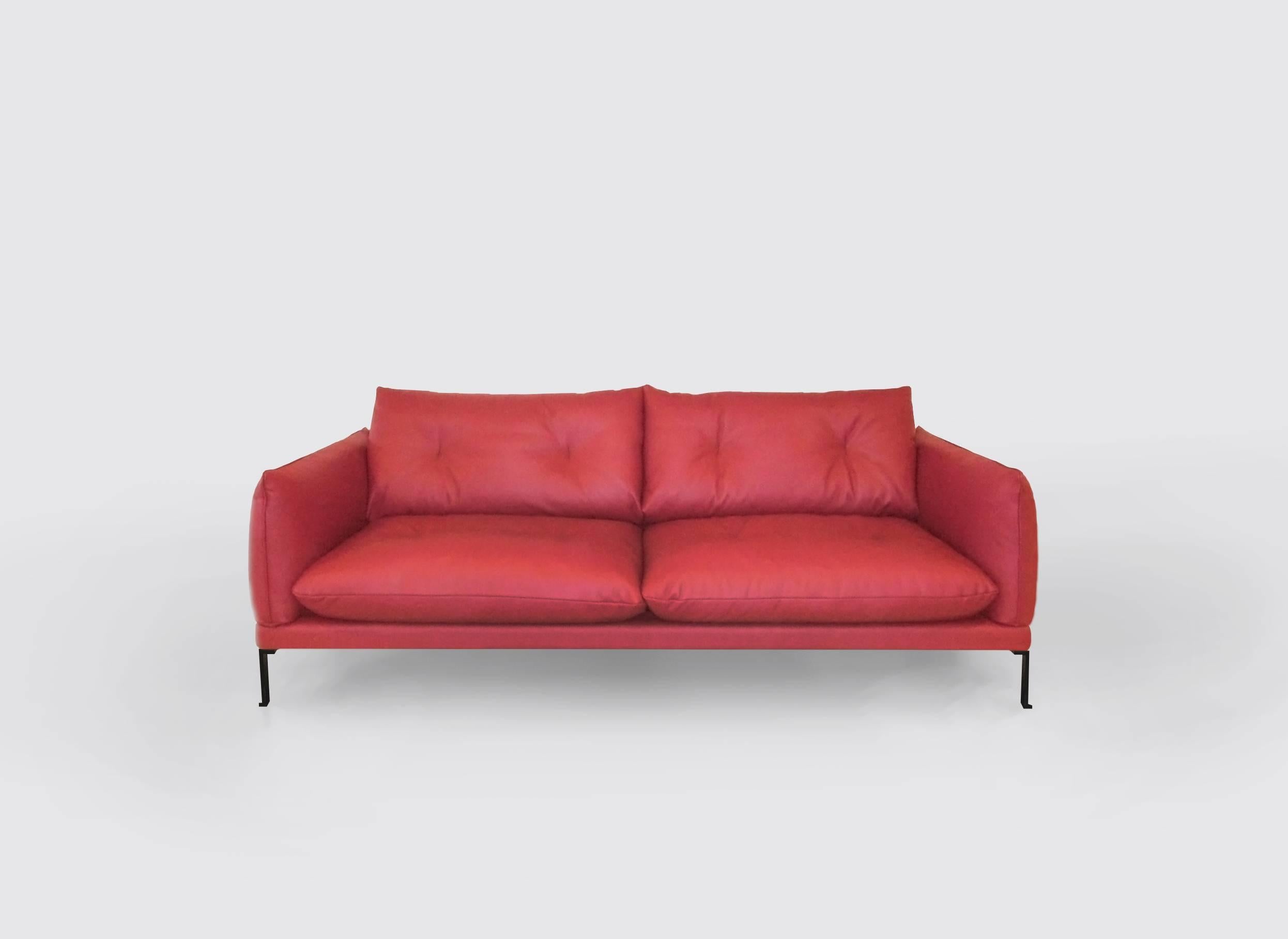 Santorini Handmade Contemporary Sofa, Tufted Cushions, Fabric Cover, Metal Legs In New Condition For Sale In London, GB