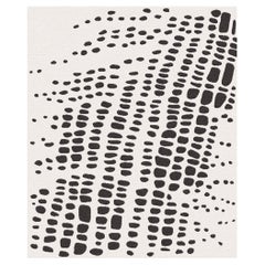 Santorini Night, Tappeto con motivo nero-beige annodato a mano in bambù e misto seta
