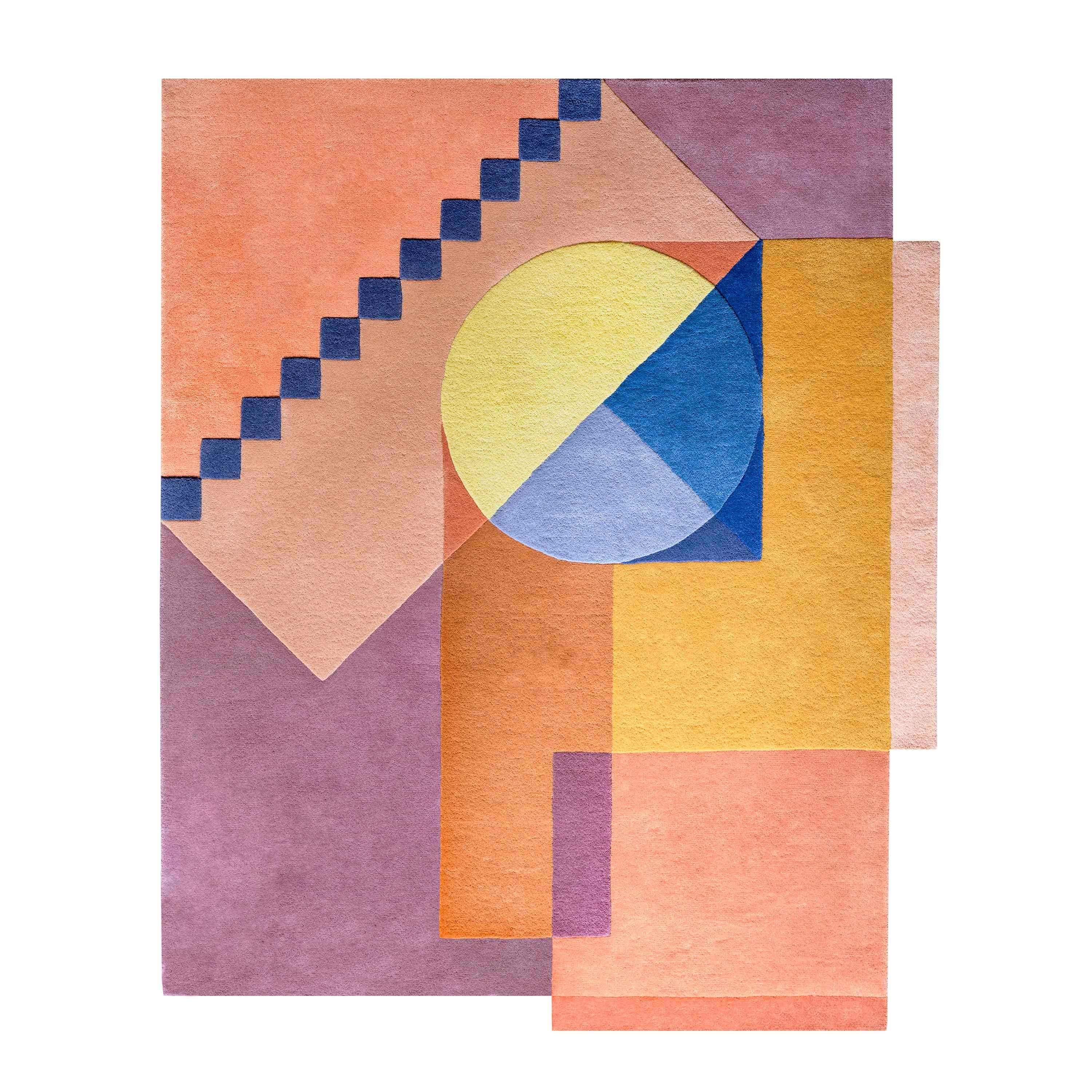 Santorini Sunrise Geometric Greek Modern Area Rug Standard Size In New Condition For Sale In London, GB