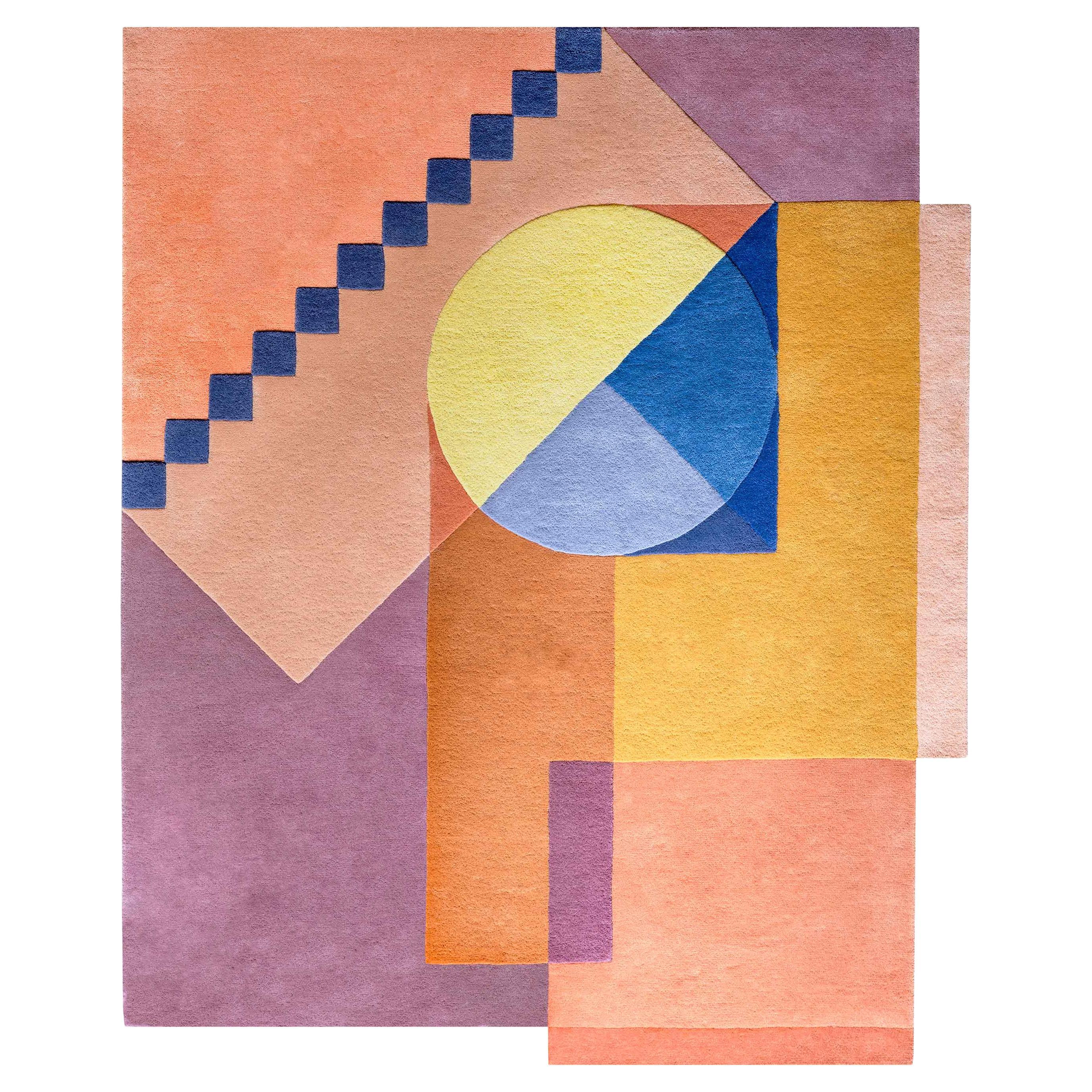 Santorini Sunrise Geometric Greek Modern Area Rug Standard Size