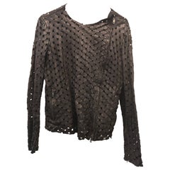 Veste en cuir noir perforé Santoro, taille 42
