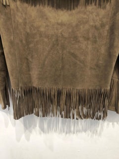 Santoro green suede leather jacket with fringes in size 42