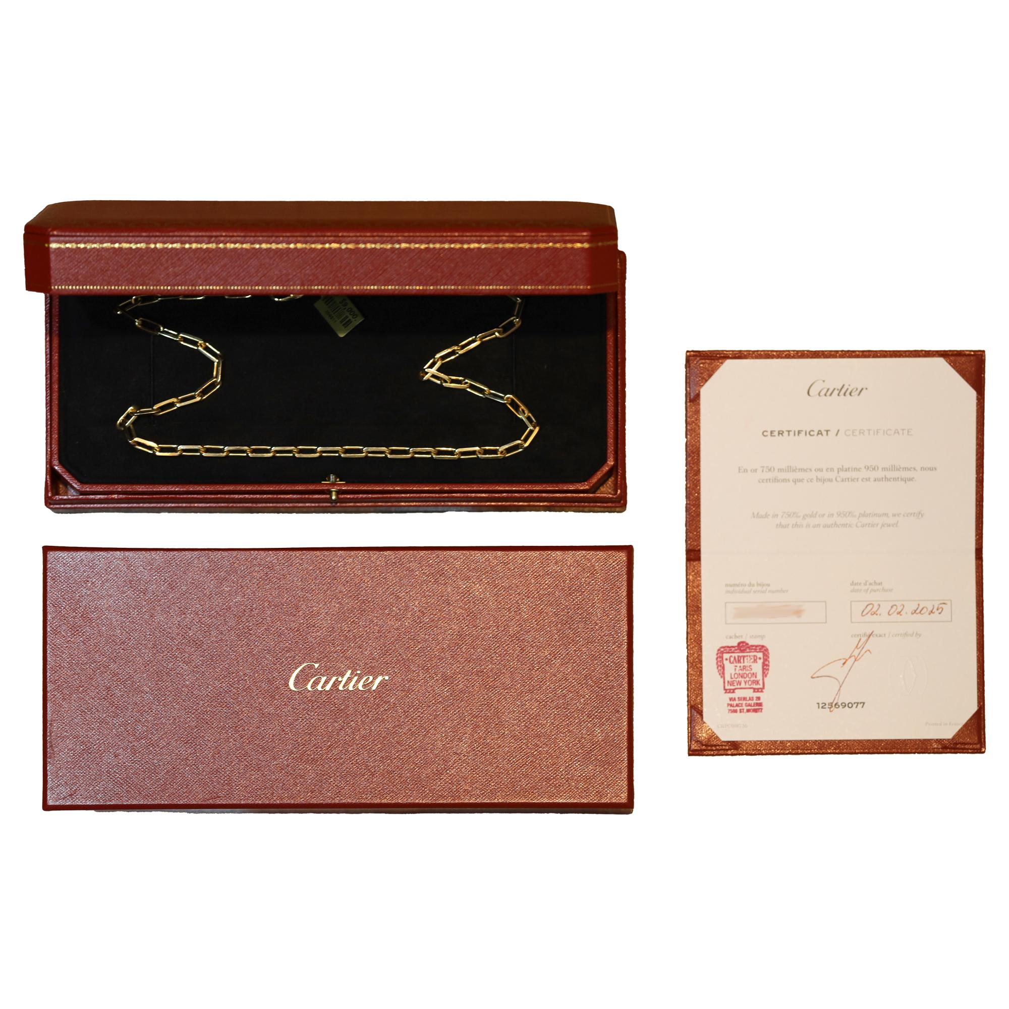 Santos de Cartier 18k Gold Büroklammer Halskette Medium Model No. Damen im Angebot