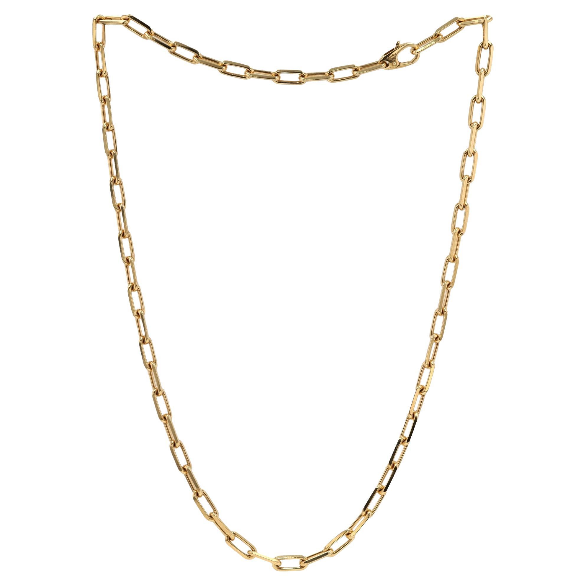 Santos de Cartier 18k Gold Büroklammer Halskette Medium Model No. im Angebot