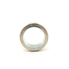 Santos De Cartier 18k Gold & Steel 12mm Wide Band Ring sz 57 Discontinued