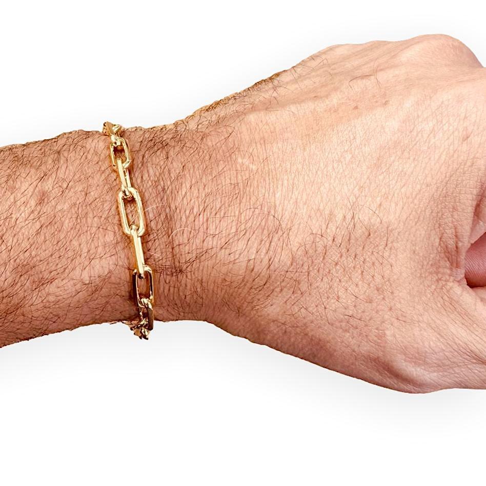 Pulsera de eslabones Santos de Cartier de oro amarillo de 18 quilates - 8,5 pulgadas en venta 8