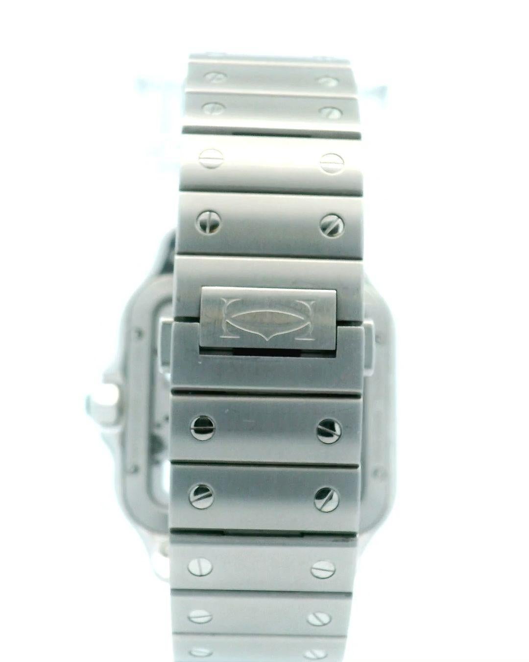 Women's or Men's Santos De Cartier WHSA0007 Stainless Steel Skeleton Dial Box & Papers For Sale