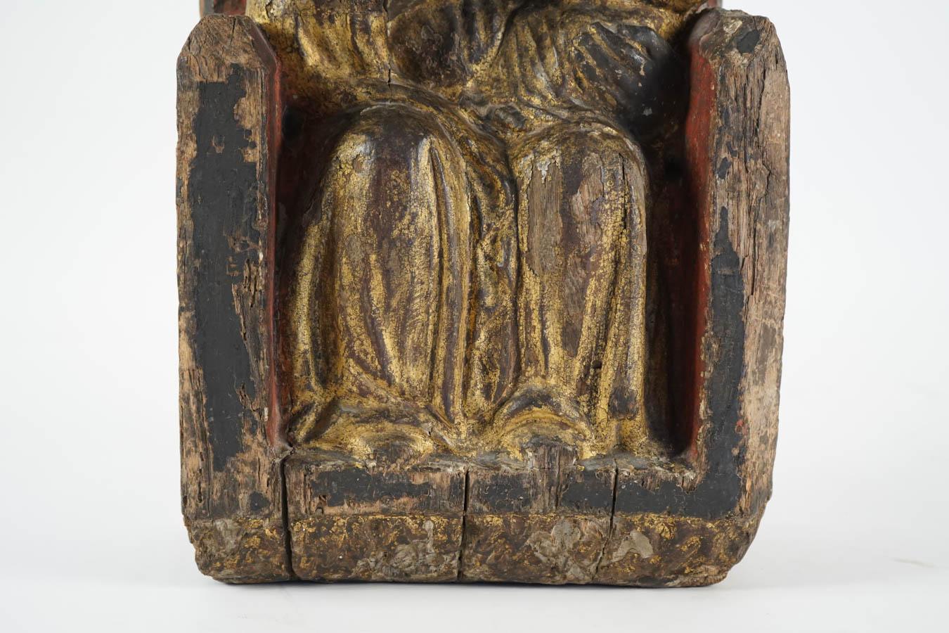 Renaissance Santos of the Virgin Mary with Child in Oak and Paint, 17th Century