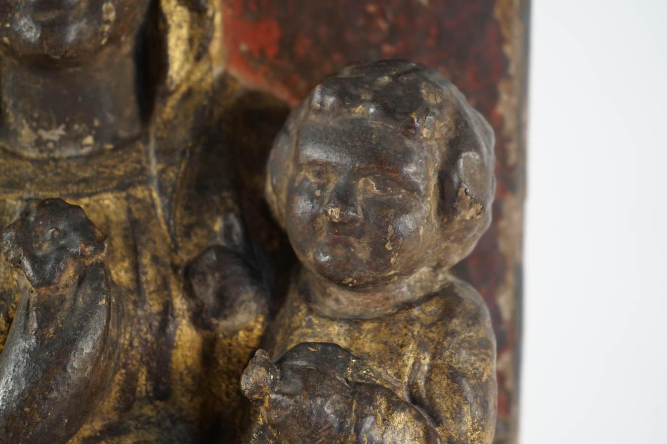 French Santos of the Virgin Mary with Child in Oak and Paint, 17th Century