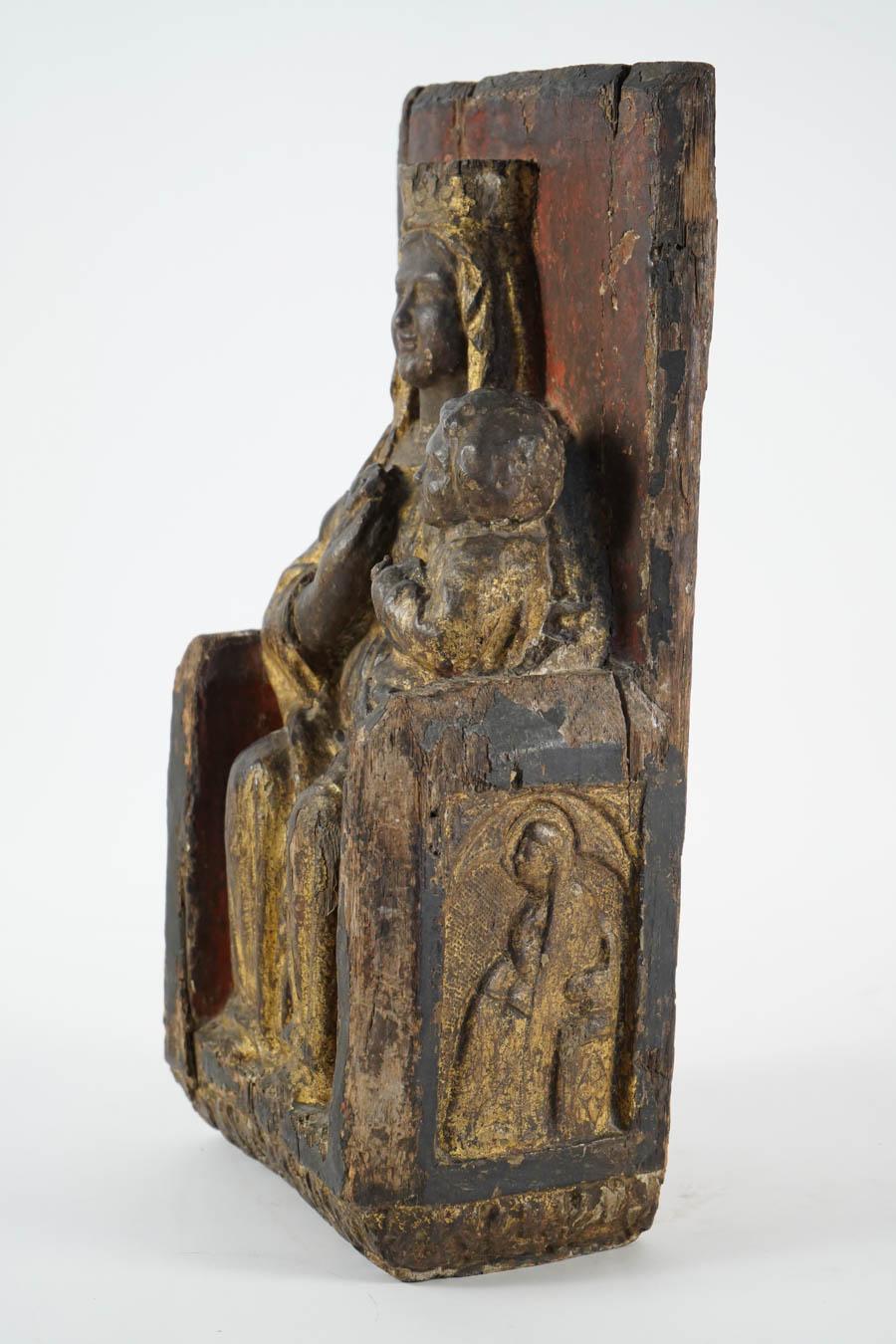 Wood Santos of the Virgin Mary with Child in Oak and Paint, 17th Century